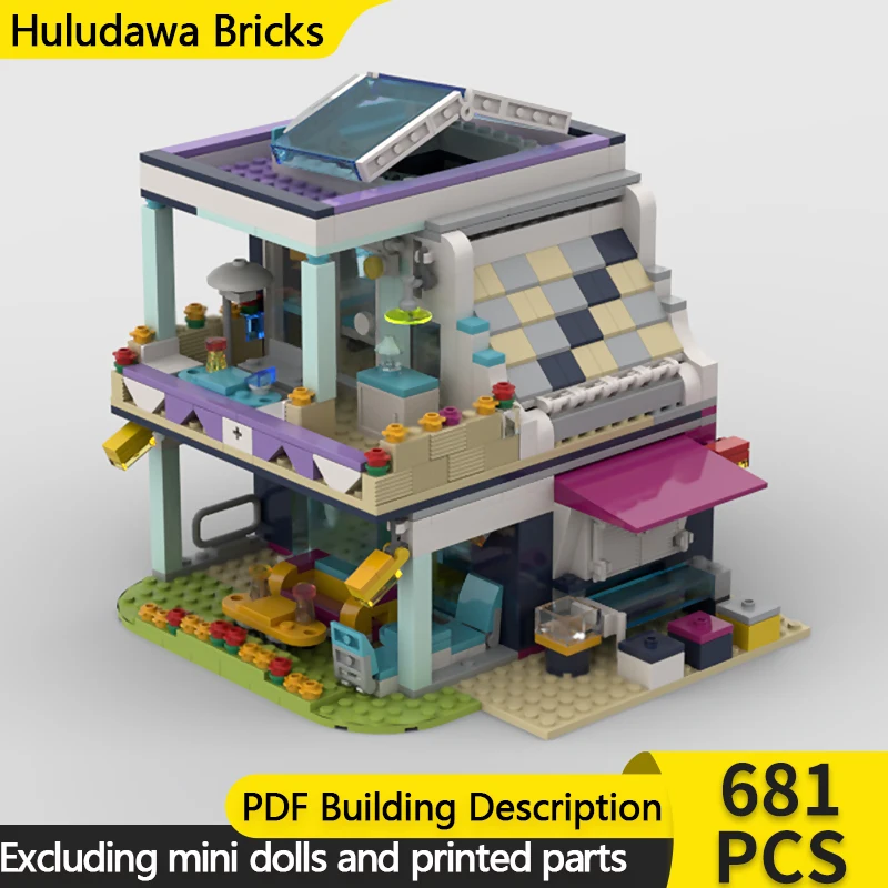 

City Street View Model MOC Building Bricks Seashore Small Cafe Modular Technology Children Holiday Gifts Assemble Toys Suit