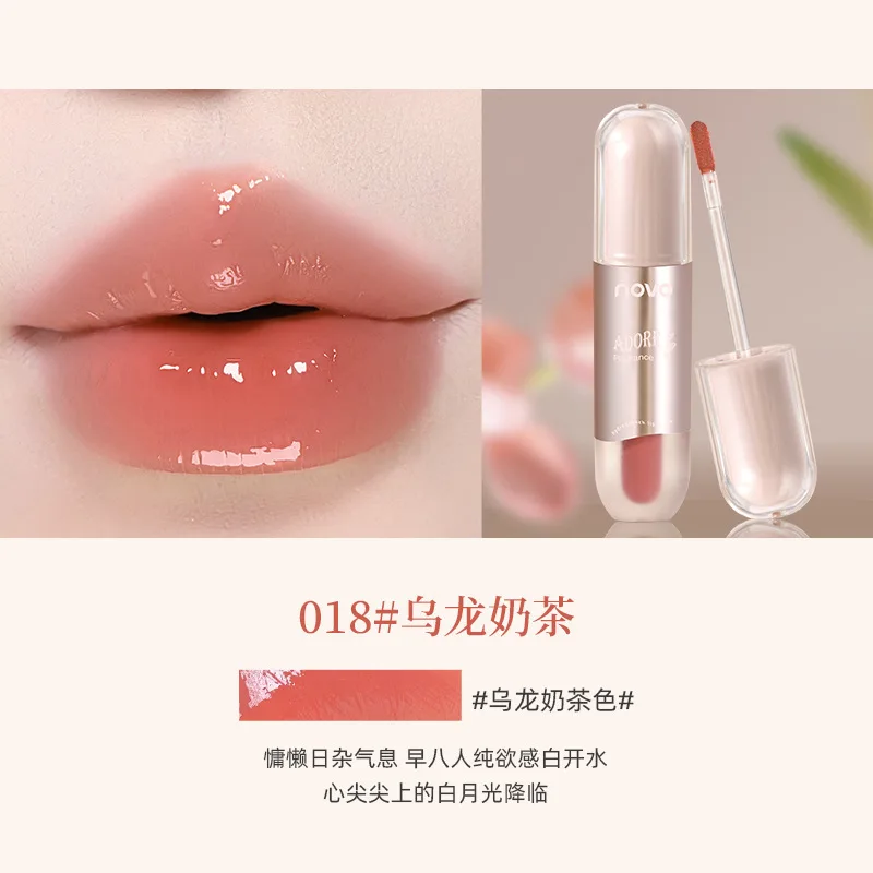 NOVO moist and translucent glossy lip glaze is white and pure. Toot lips are waterproof, not easy to fade and not stick to cups.