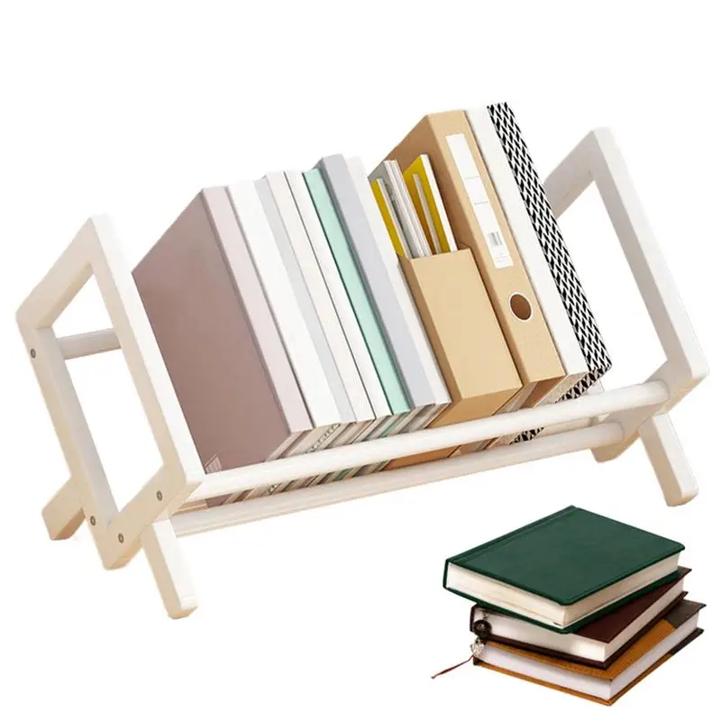 

Desktop Bookshelf Tabletop Hutch Dorm Desktop Book Holder Organizer Tabletop Book Storage Rack Tilting Bookcase For Books CDs