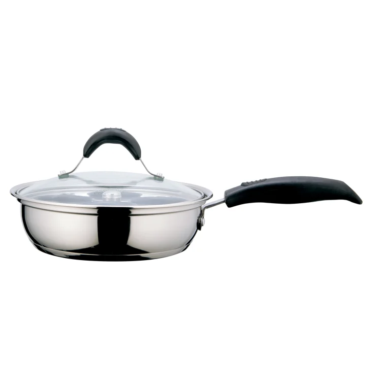 Factory C Series Double Frying Pan Stainless Steel Kitchen Cookware with Glass Lid Cooking