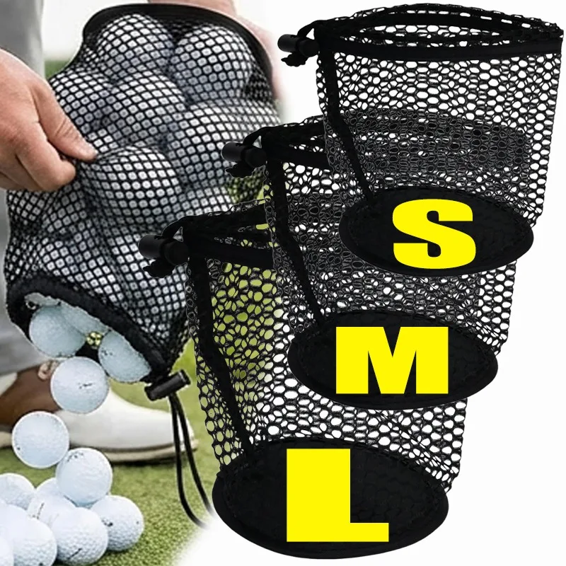 

Black Ball Organizer Mesh Bag Lightweight Nylon Sports Mesh Bag for GymGolf Ball Bag Drawstring Bags Golf Storage Bags s/m/l