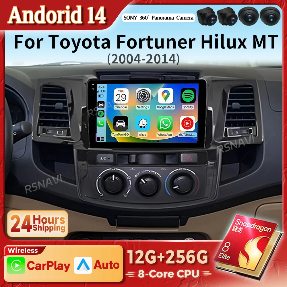 

Android 14 Carplay Car Radio Multimedia Player For Toyota Fortuner Hilux Revo Vigo 2005 - 2007 Autoradio Stereo DSP Snapdragon