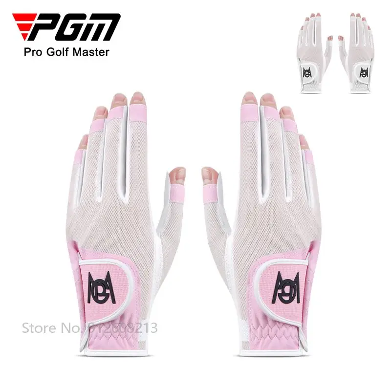 PGM 1 Pair Women Fingerless Golf Gloves Left and Right Hand Golf Gloves Breathable Mesh Mittens Ladies Anti-slip Sports Mitten