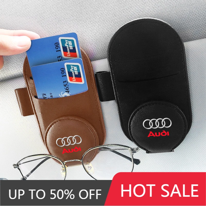 1Pcs Car Emblems Sun Visor Multi-function Sunglasses Clip For Audi TT Q3 Q5 Q7 Q8 B5 B6 B7 B8 B9 Q7 8P 8V 8L A3 A4 A5 A6 A7