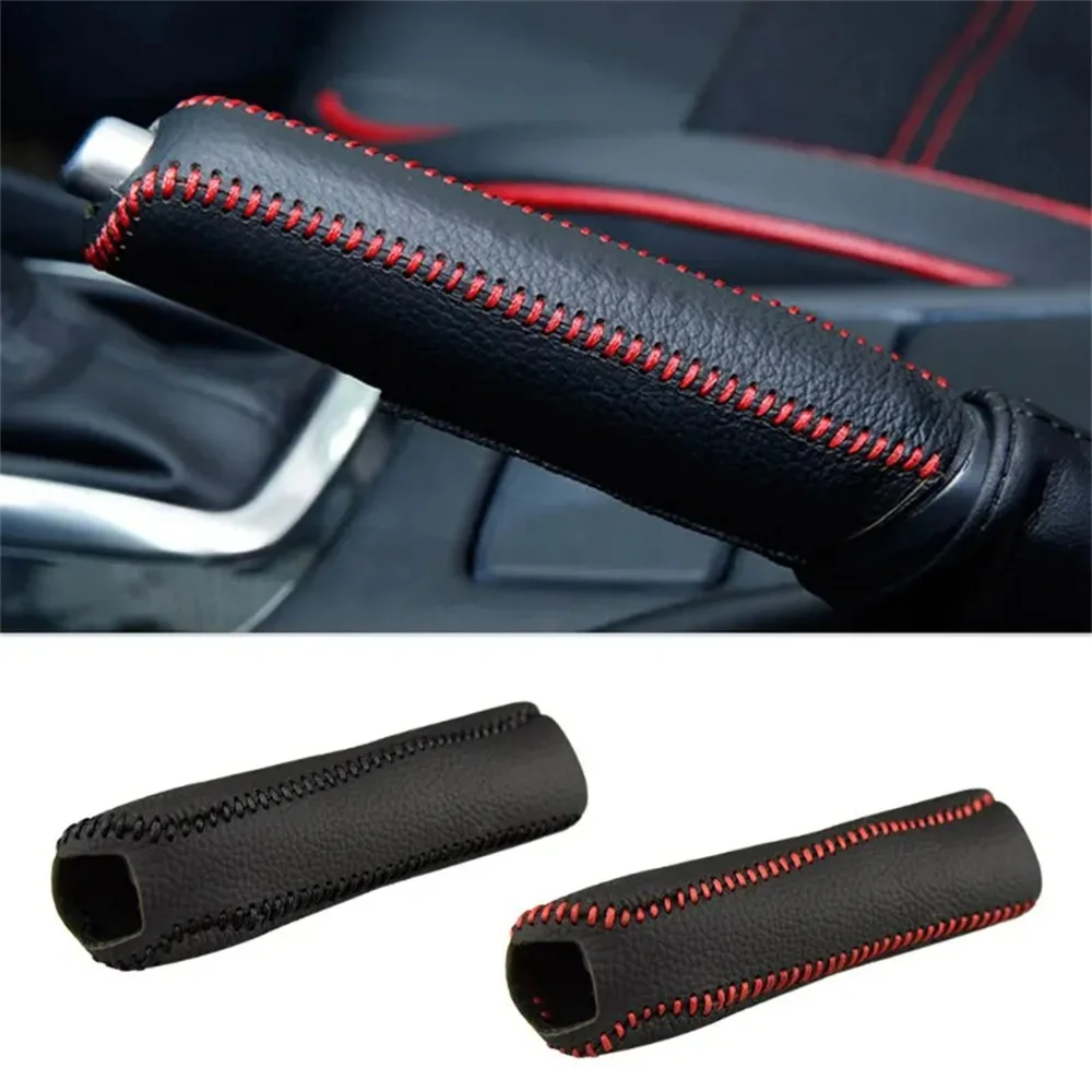 Funda de freno de mano, empuñaduras de freno de mano de cuero genuino para Mazda 6, cubierta de cuero Natural en el freno de mano, accesorios interiores para coche