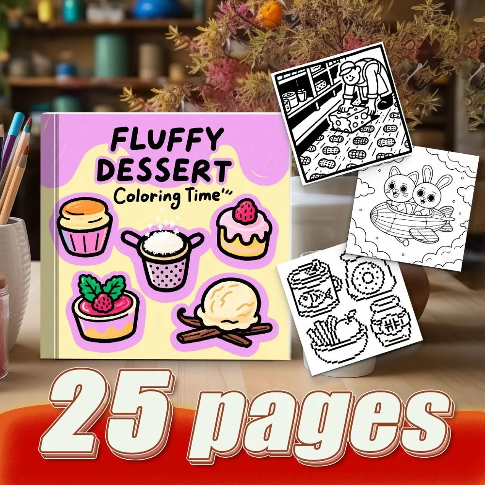 Dreamy Food Cartoon Simple Line Coloring Book Parent Child Co Reading Early Education Enlightenment Cute Food Posture Scenes
