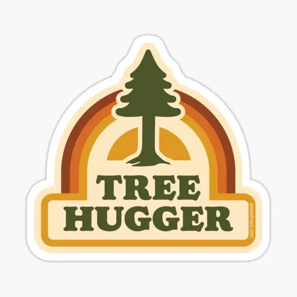 Retro Tree Hugger  5PCS Stickers for Luggage Funny Print Car Window Cute Decorations Bumper Home Cartoon Anime Art Stickers Wall