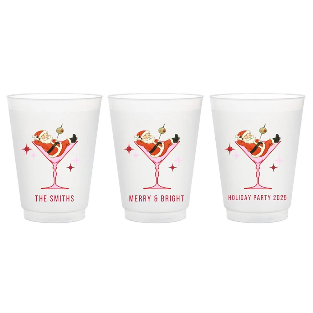 Custom Minimal Christmas Tree Frosted Plastic Cups, Holiday Reusable Drink Tumblers for Xmas Table Setting, Party Supplies Gift.