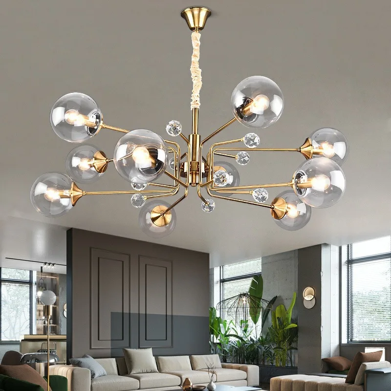 

Nordic Glass Bubble Chandelier LED Glass Ball Suspension Lamp For Living Room Foyer Shop Decor Luxury Bedroom Ceiling Chandelier