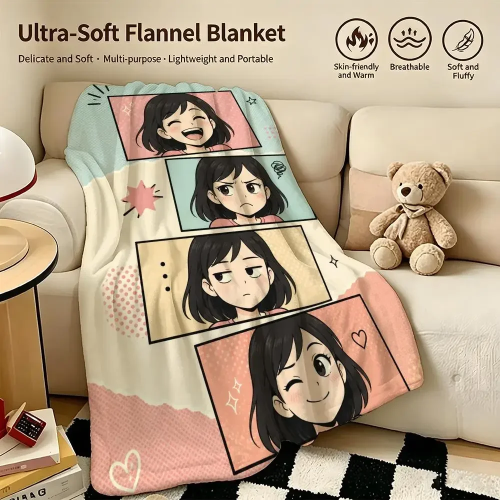 Vibe Different facial expressions Throw Warm Soft Flannel Blanket, Multi-use for Sofa Bed Camping Travel Nap