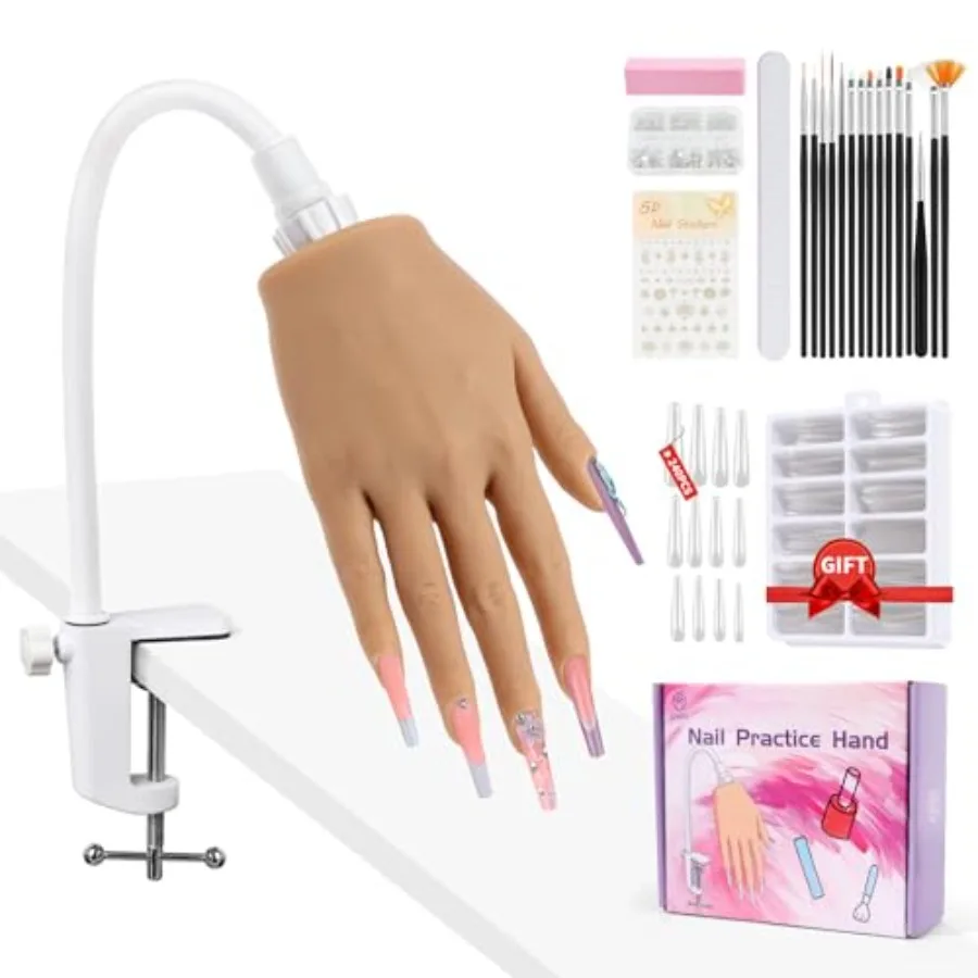 

Тренировочная рука для начинающих мастеров акриловых ногтей: Реалистичная силиконовая рука-манекен с гибкими пальцами для отработки навыков - Имитационная тренировочная рука для мужчин