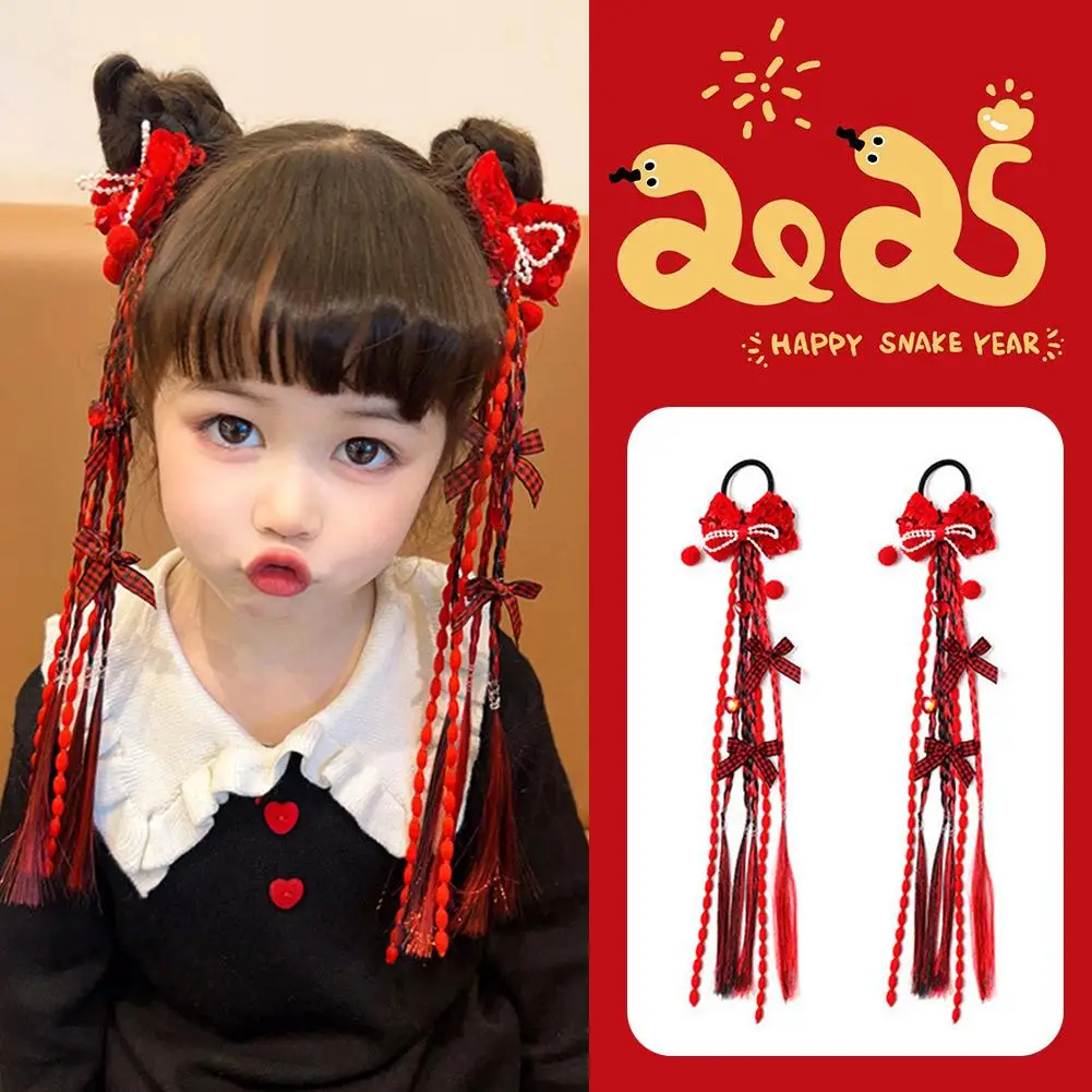 2 pièces/ensemble enfants mignon noeud chinois perruque pendentif ornement pinces à cheveux filles belles Barrettes douces épingles à cheveux enfants cheveux accessoires