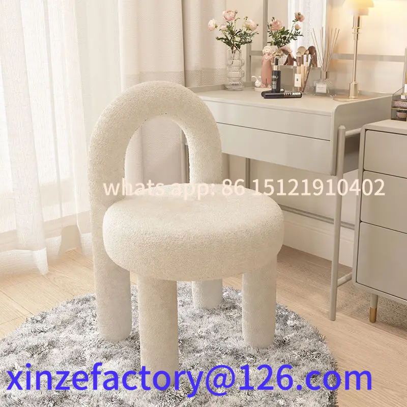 

Customizable Vanity Stool Footrests, Round Ottoman Vanity Chairs with Back Supoort, Dressing Table Seat