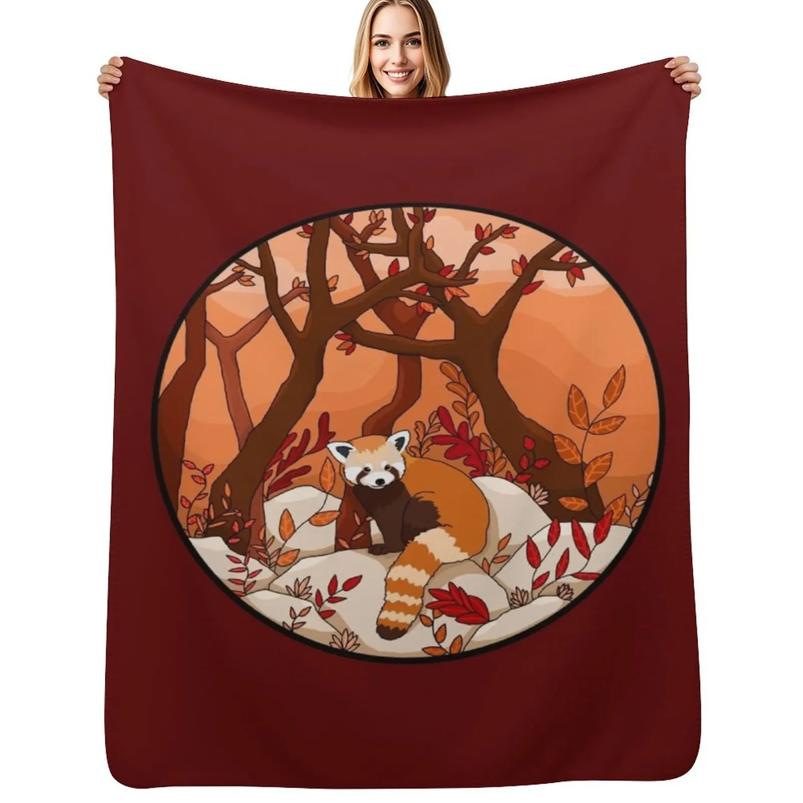 

Little Red Panda Throw Blanket Lightweight Warm Blanket for Travel Camping