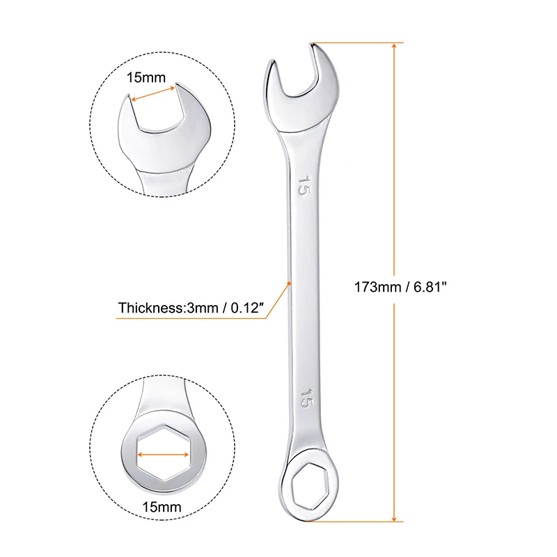 1pc 15-32mm Open Box End Combination Wrench Carbon Steel Opened Ring Combo Spanner Household Car Repair Metric Hand Tools