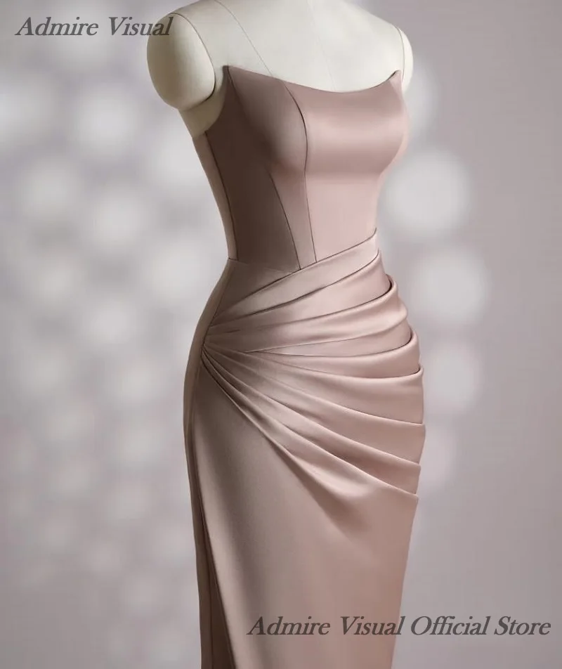 فستان Admire Visual طويل للحفلات الراقصة حورية البحر برقبة قارب بدون أكمام مع طيات أنيقة للمناسبات الخاصة