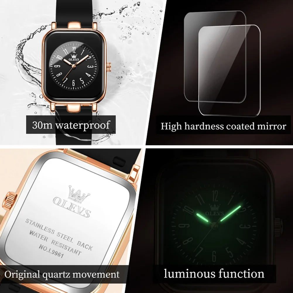 Olevs 9961 relógio feminino moda lazer simples relógio de quartzo à prova dwaterproof água pulseira de silicone elegante presente premium classe superior feminino reloj