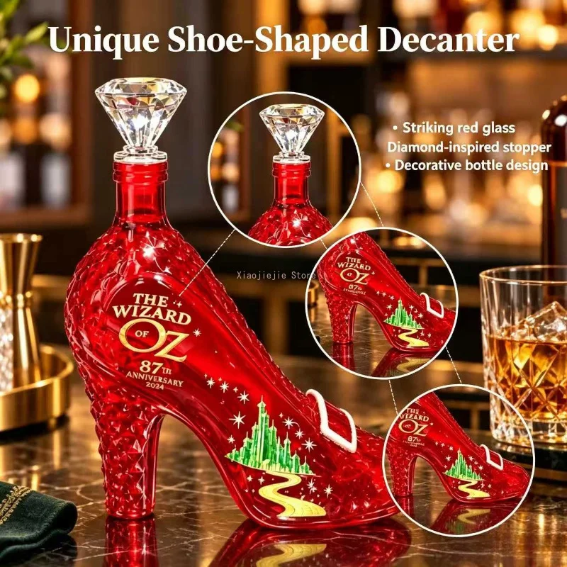 Creative High‑Heel Shoe Glass Decanter Bottle 480ml Novelty Whiskey Wine Container Home Bar Desktop Ornament Party Gift