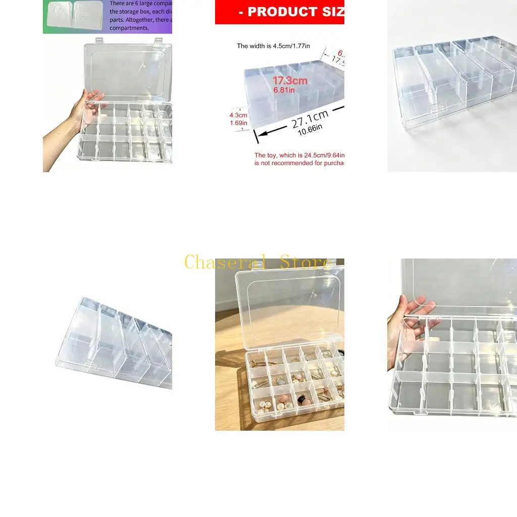 E7CE Translucent Mini Building Block Case with Divided Compartments, Plastic Desktop Box for Figure Storage and Small Accessory