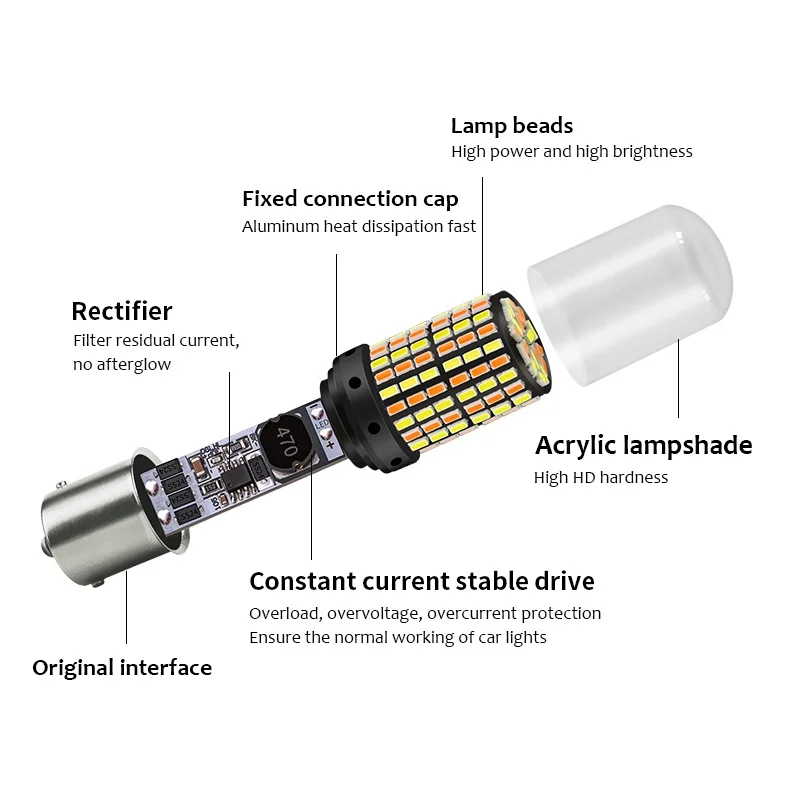 Dual Color T20 LED 7443 W21/5W Bulb 1157 BAY15D P21/5W Led T25 3157 P27/7W Car DRL Turn Signal Lamp Auto Lights Bulb Switch