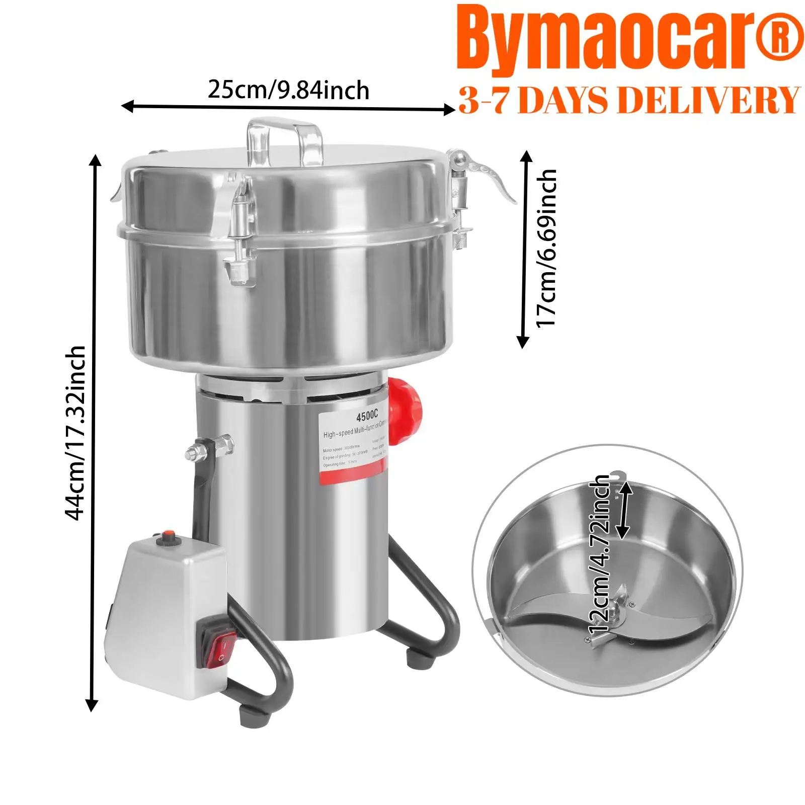 Penggiling Gandum Listrik, 4500g/9.92lb Kecepatan Tinggi 30000r/menit Daya 5000W untuk Rumah dan Komersial, Cocok untuk Rempah Kering dan Herbal