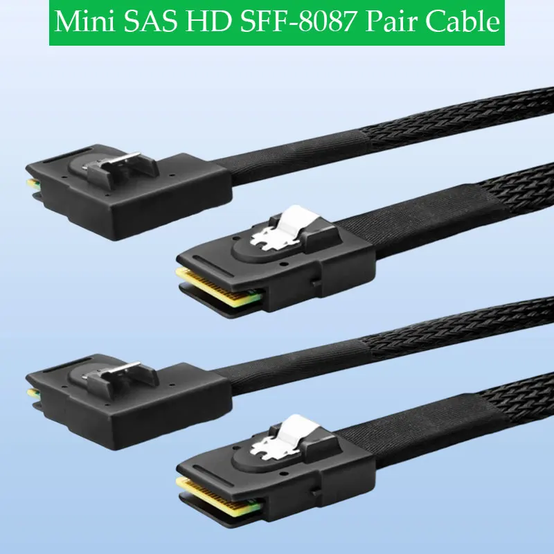 

ADT-Link Mini SAS HD SFF-8087 Pair Cable - Right Bend Built-in 12G High-Speed Cable for Servers