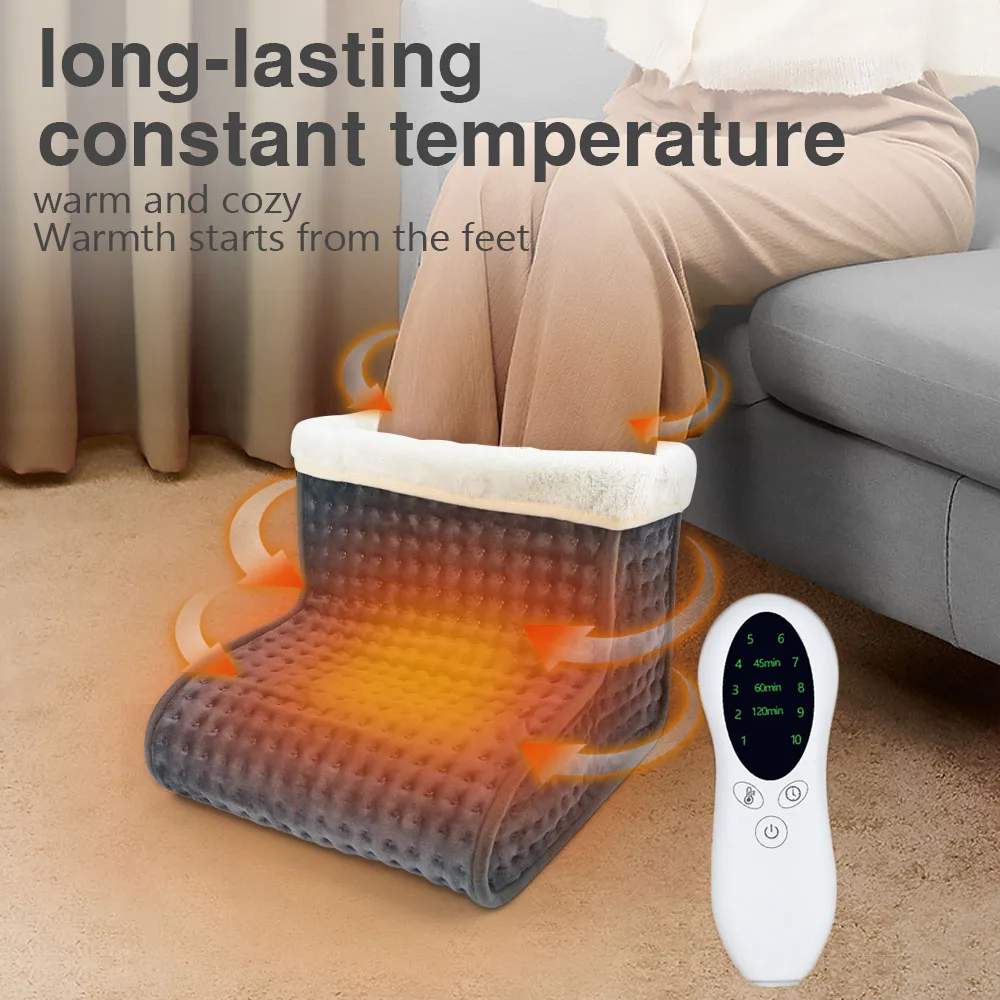 

Warm Foot Portable Electric Warmer Soft Synthetic Wool Liner Washable Cosy Heated Massager 5 Modes Warmer Booties 110V/220V-240V