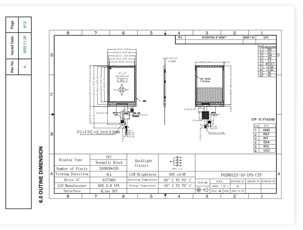 2.8 Inch Ips Full-View Tft Lcd-kleurenscherm Spi Interface 240*320 ST7789V Driver Chip Industriële Scherm