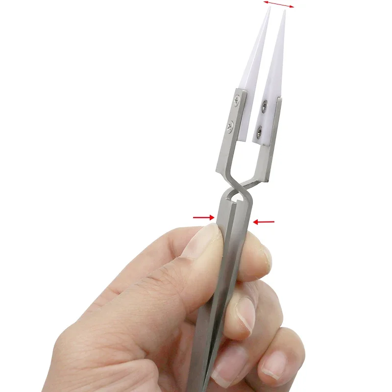 Pinzette antistatiche in ceramica inversa pinzette diritte curve conduttive resistenti