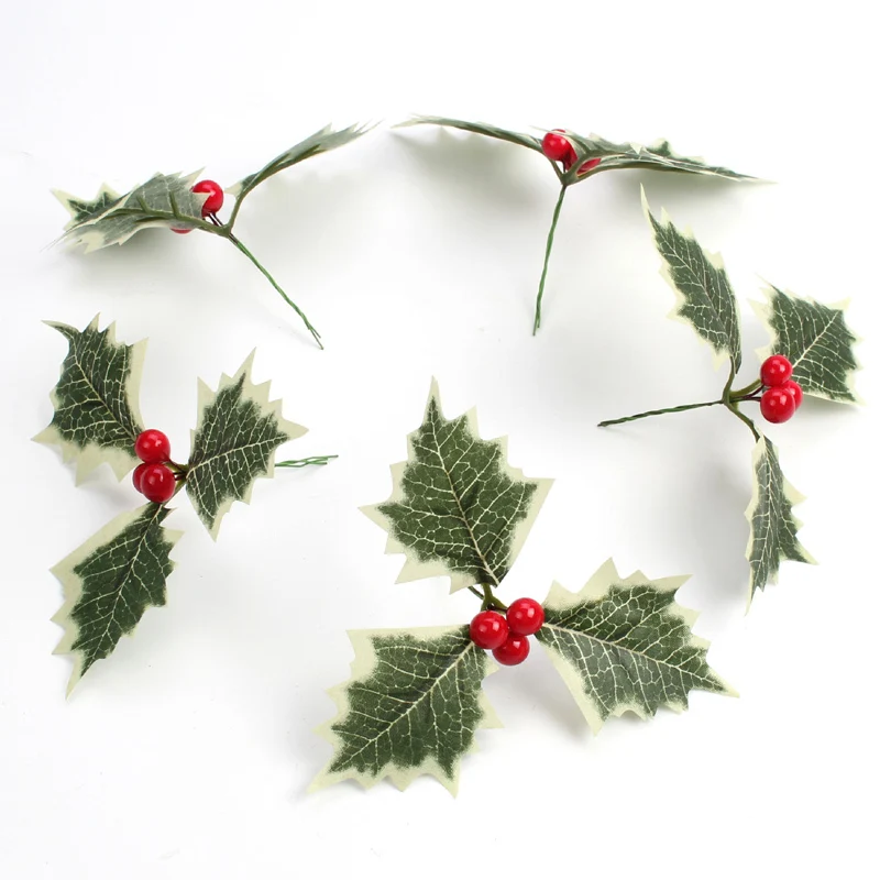 (10 Pcs/pack)13cm Leaves Berry Christmas Berries Artificial Fruit Decorations Xmas Tree Accessories Parties Christmas Gifts