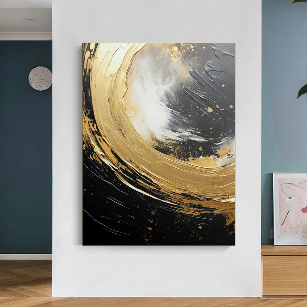 

Abstract Hand Painted Oil Painting Home Decorative Painting Wall Art Painting Gold Texture For Living Room Hanging Painting