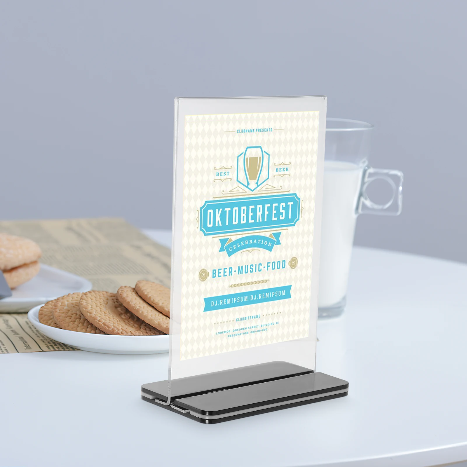 Présentoir en acrylique en forme de T, 3 pièces, St 150x100mm, Base noire, support de menu Vertical pour Restaurant, bureau, magasin à domicile, support de panneau, étiquette de prix