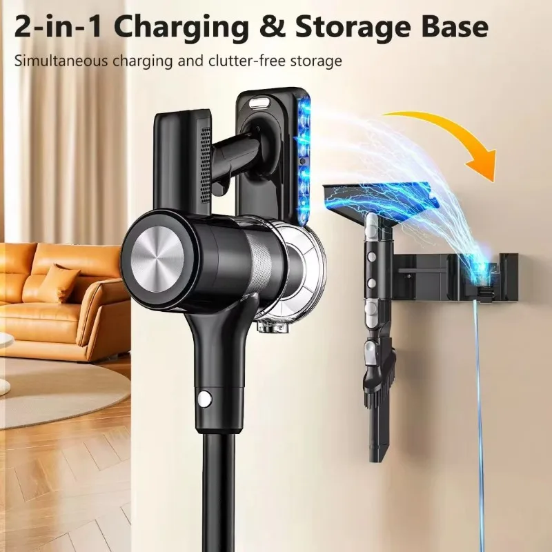 500W 46KPA Cordless Handheld Vacuum Cleaner 55 Mins Runtime Self-Standing Wall Mount Charging Pet Hair Care for Household Use US