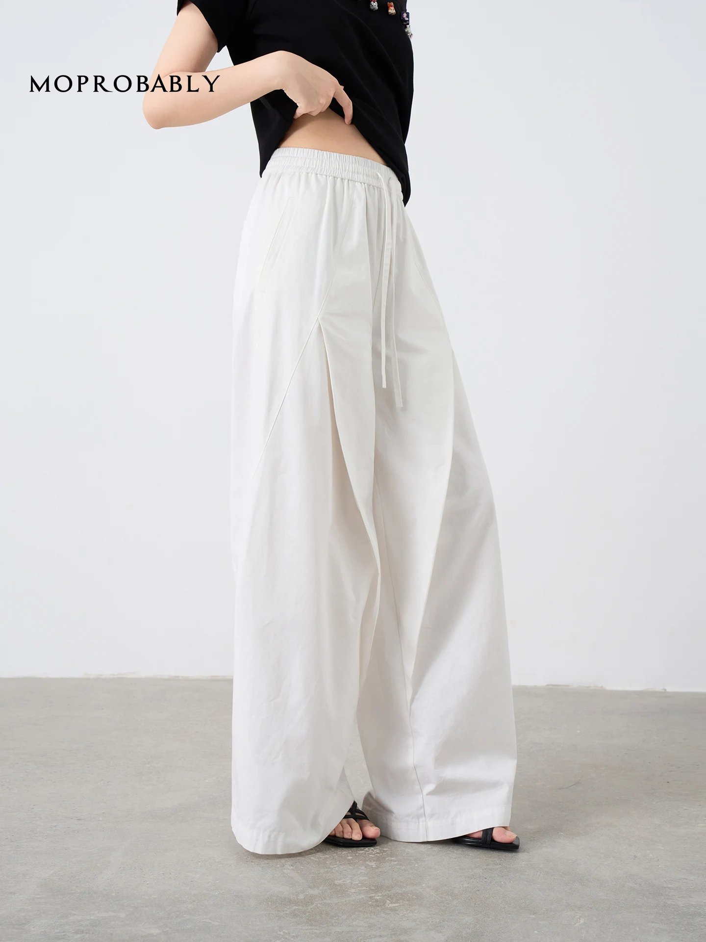 

Повседневные брюки с эластичной резинкой на талии, 00% хлопок, ленивые свободные прямые длинные брюки, женские удобные летние модные брюки