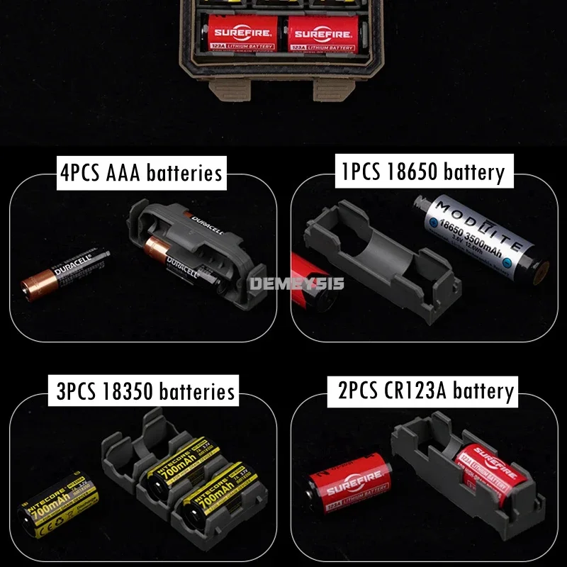 Tactical Battery Storage Box Waterproof MOLLE Hunting Shooting Sports Modular Battey Case for CR2032 AAA 18650 18350 CR123A