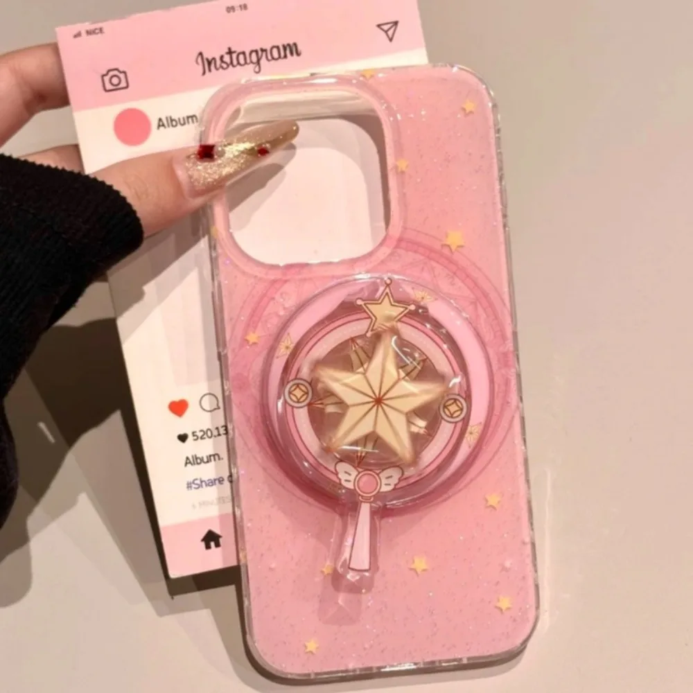 

Ins Korean Girls Heart Cute Magic Wand Вращающаяся подставка с магнитной подставкой MagSafe для Iphone17 Samsung Grip Tok Griptok Кронштейн-держатель