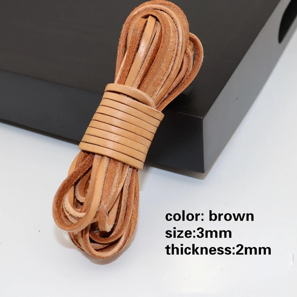 5 Meters Black/Brown/Coffee 3mm Round/Flat Genuine Leather Jewelry Cord String Lace Rope DIY Necklace Bracelet Finding