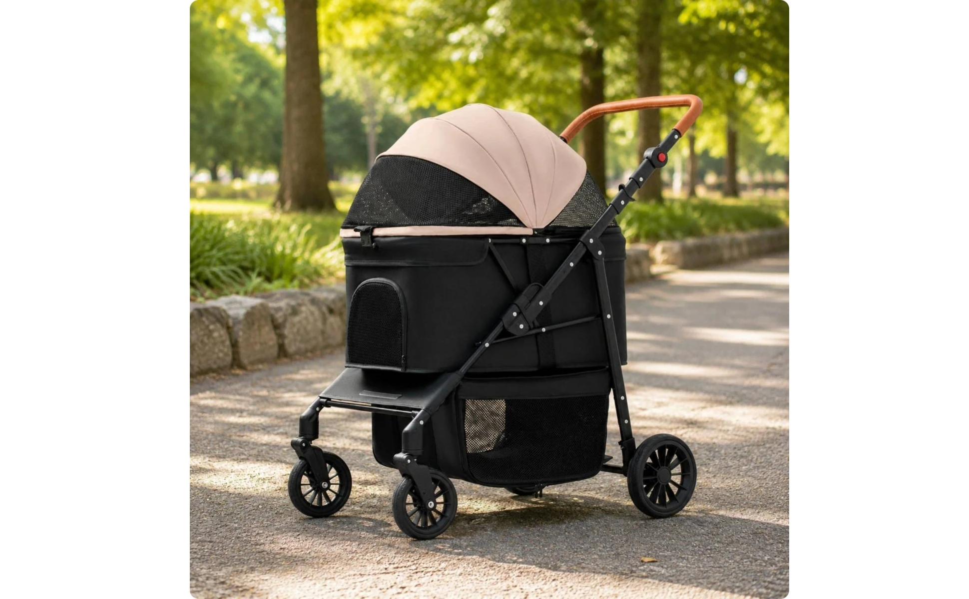Foldable Pet Stroller Multi-Function Foldable Dog Stroller Large Dog Wagon Breathable Mesh Window Pet Gear Easy to Clean