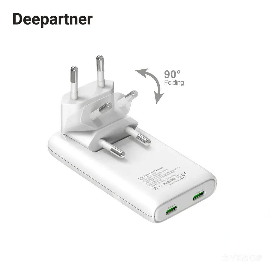 65W Dual Type-C GaN Fast Charger EU Foldable Plug PD QC Quick Charge Small Portable Power Brick for iPhone Samsung iPad Tablet