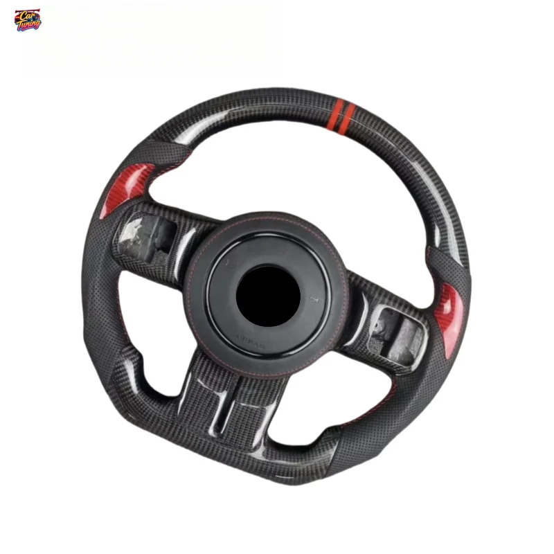 For Jeep Wrangler Gladiator Freedom Light JK JL Big Cut Compass Commander Flat Bottom Carbon Fiber Steering Wheel Without Airbag