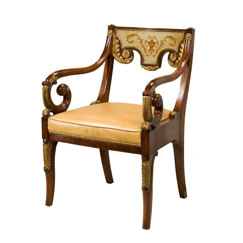 

Hand-painted lounge chair, neoclassical leather rivet book chair furniture