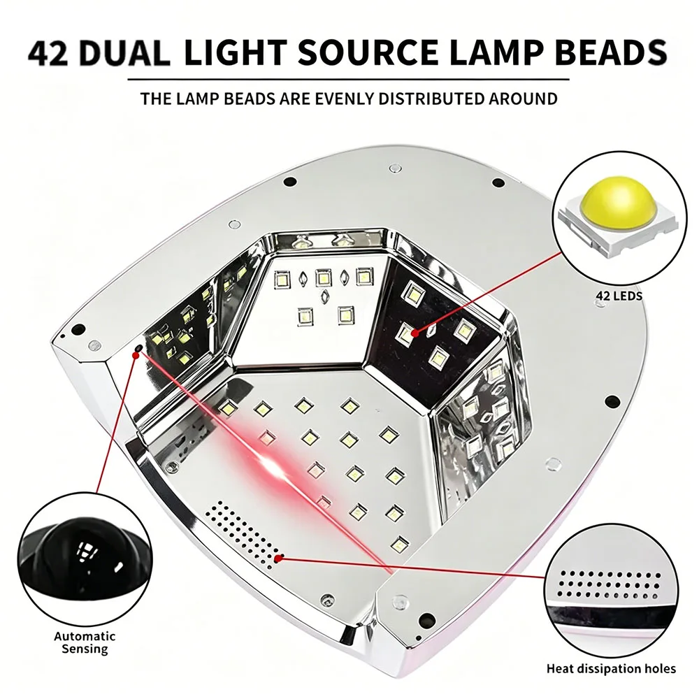 Rechargeable 96W Nail Lamp with Mirror Reflective Base Gel Polish Dryer Manicure Machine UV Light for Nails Nail UV LED Lamp view 2