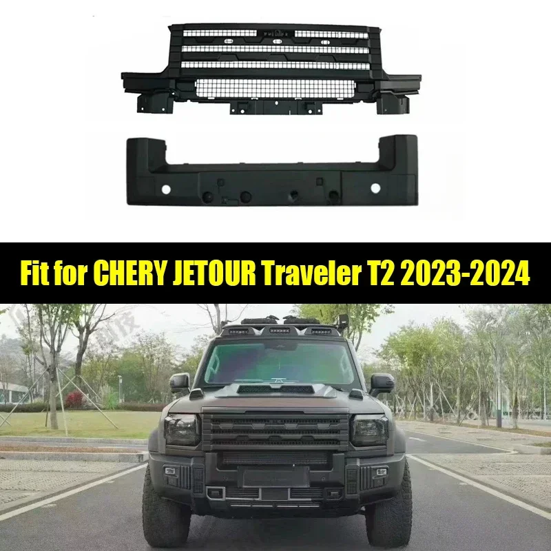 

New! Matte Black Front Grille Fit for CHERY JETOUR Traveler T2 2023 Modification City Hunter Kit Automotive Exterior Decorative