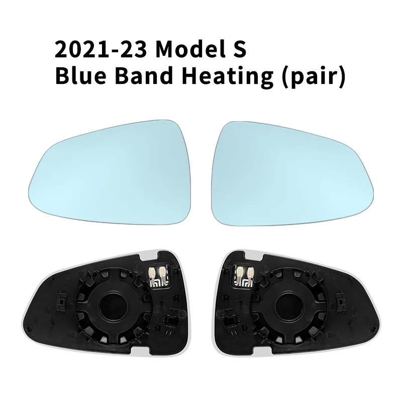 Suitable for Tesla Model S – 800R Wide-Angle Heated Rearview Mirror, Anti-Dazzle Blue Lens Replacement (1 Pair).