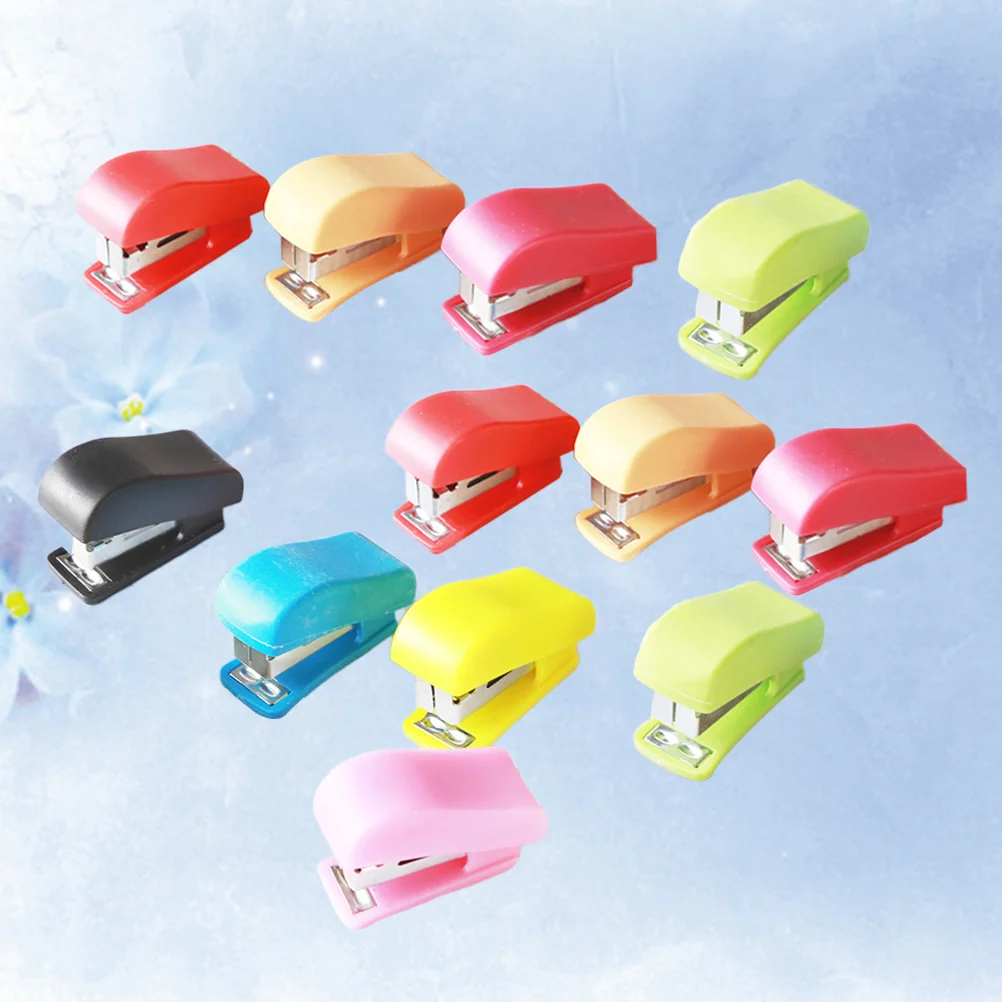 24pcs Mini Desktop Stapler Hand Stapler Office Home Stapler with Staple(Random Color) mini stapler desk stapler