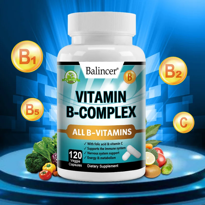 Vitamin B Complex, Dietary Supplement for Cellular Energy, Immune Health and Stress Management