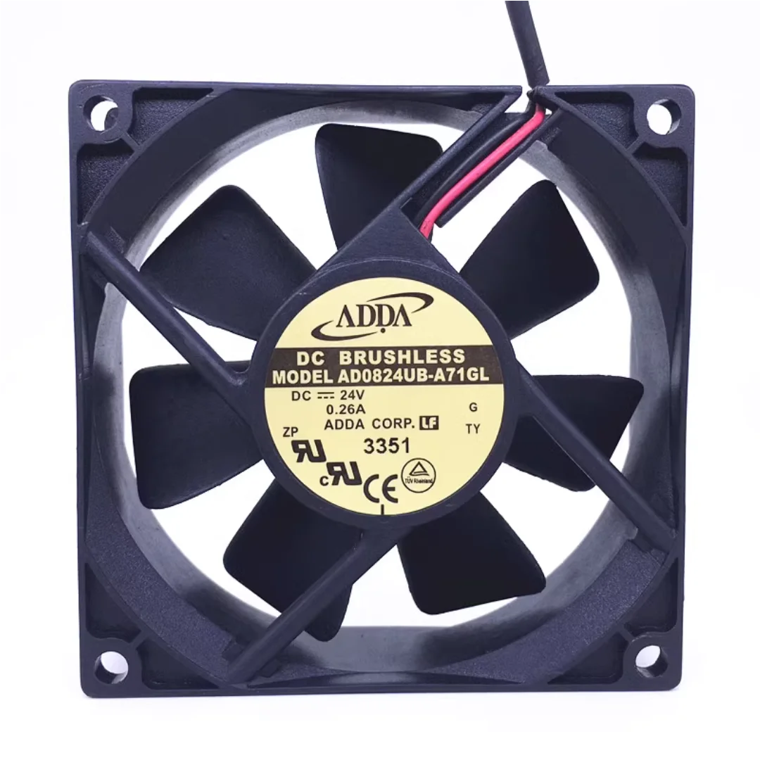 Original 80mm 24V Case Fan FOR ADDA 80x25mm AD0824UB-A71GL DC 24V 0.26A 2Wire axial server inverter Cooling Fans