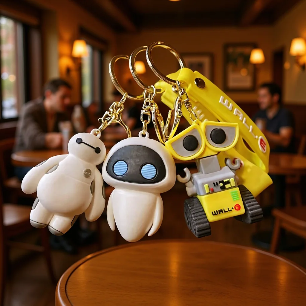 Porte-clés Anime Mignon Grand Blanc Retourne Robot WALL-E EVE Super Héros pour Voiture, Sacs d'école, Sacs, Pendentifs, Cadeau d'Anniversaire pour Couple