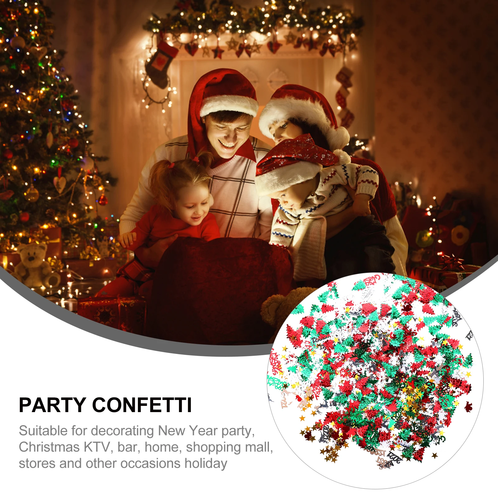 

Santa Claus Glitter Confetti Christmas Party Decorations Wedding Birthday Carnival Colorful Plastic Shreds