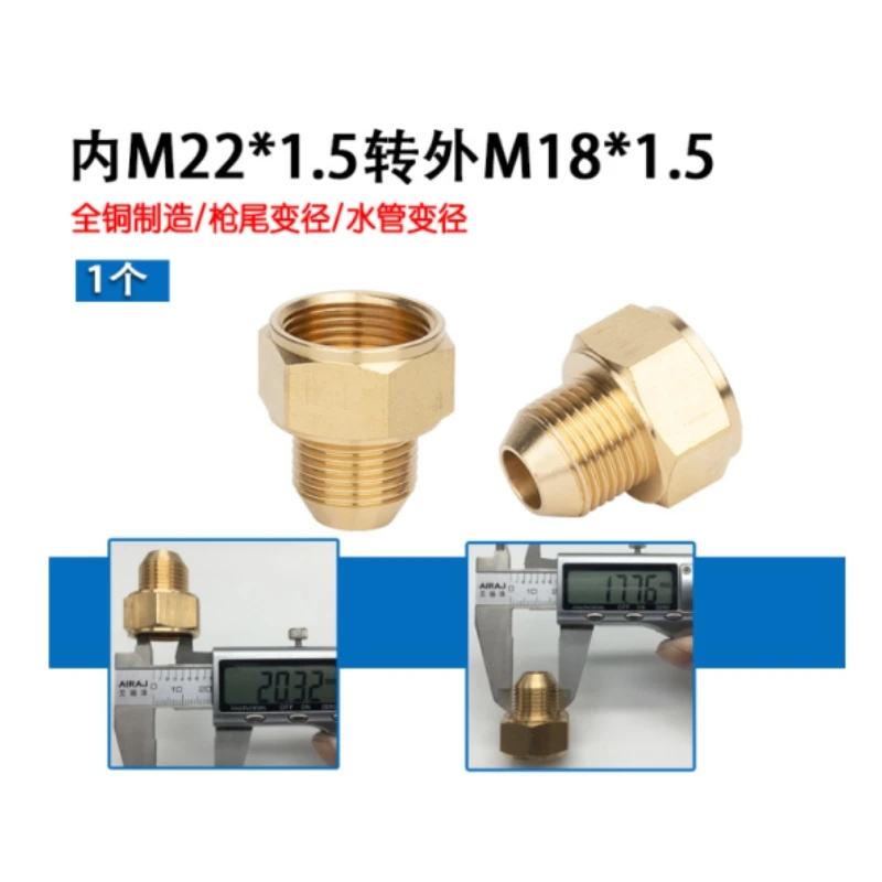 Female M22 to M18 Male Adaptor Pressure Washer Gun Hose Connector Brass Fitting